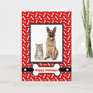 Weihnachtskarte von Familie Hund und Katze Feiertagskarte