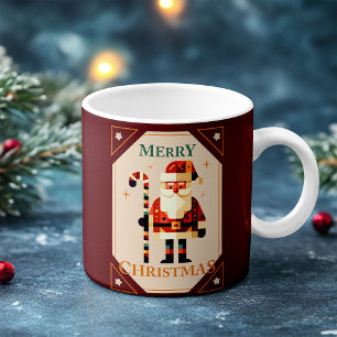 Weihnachtskarte von Santa Claus mit Zuckerstange Kaffeetasse