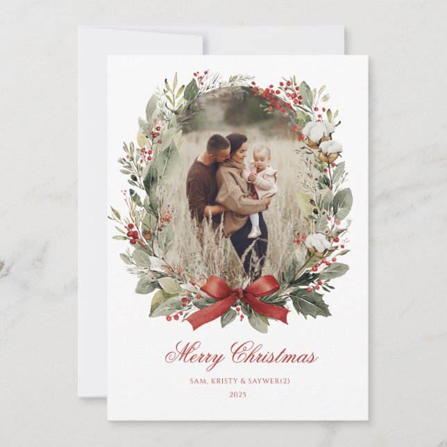 Weihnachtskarte  Wasserfarbe botanisch floral  Einladung (Vorderseite)