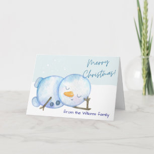Weihnachtskarte Watercolor Snowman Weihnachtskarte Karte