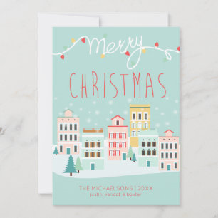 WEIHNACHTSKARTE   Weihnachtliche Stadt Szene Feiertagskarte