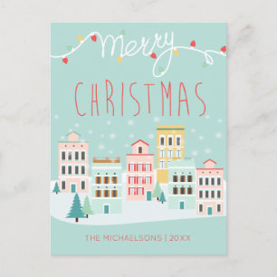 WEIHNACHTSKARTE   Weihnachtliche Stadtansicht Feiertagspostkarte