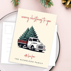 Weihnachtskarte Weihnachtsbaum-Lieferwagen Feiertagspostkarte