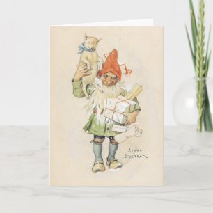 Weihnachtskarte   Weihnachtself mit Geschenken Feiertagskarte