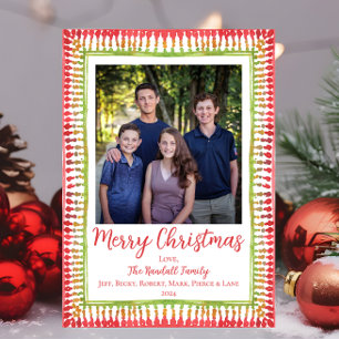 Weihnachtskarte, Weihnachtsfeiertag, rot/grün gest Feiertagskarte