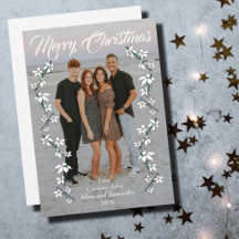 Weihnachtskarte Weihnachtsfoto Jahr weiße Schrift