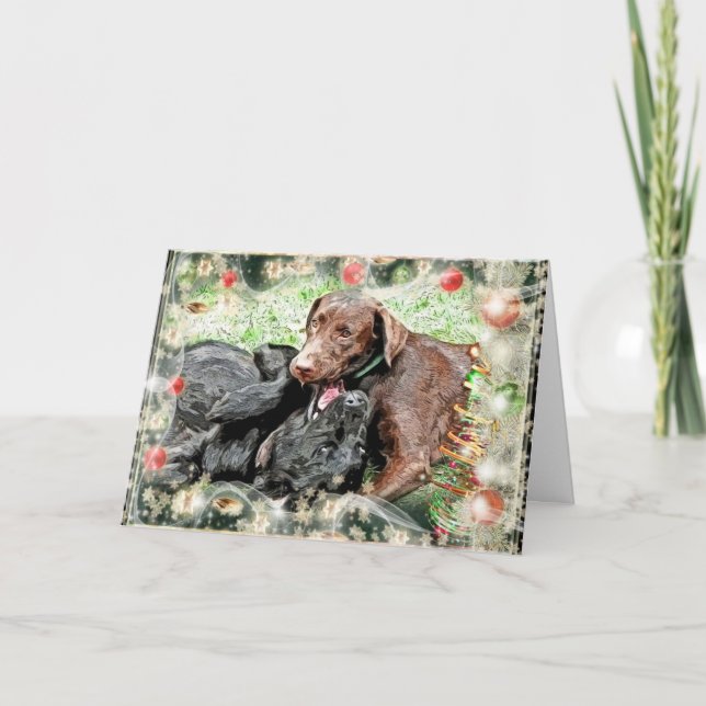 Weihnachtskarte ~ Welpe Spaß Feiertagskarte (Vorderseite)