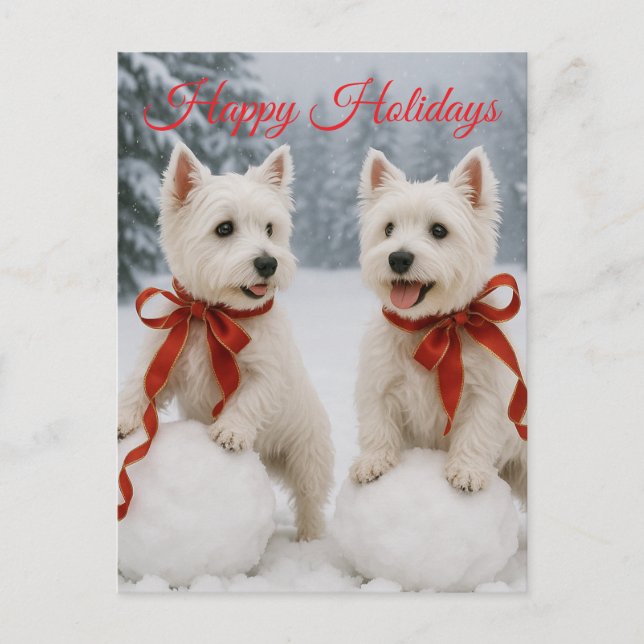 Weihnachtskarte Westie - Weihnachtskarte Postkarte (Vorderseite)
