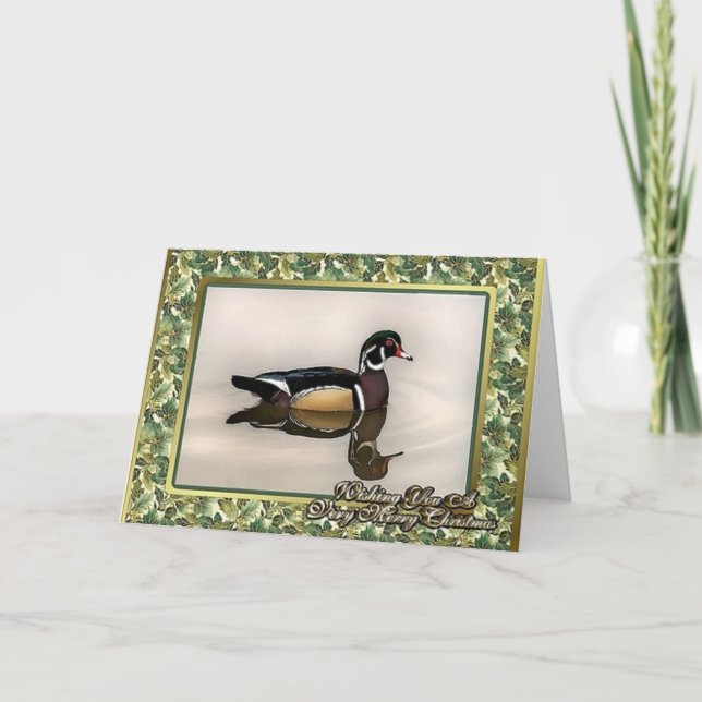 Weihnachtskarte Wood Duck Feiertagskarte (Vorderseite)