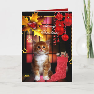 Weihnachtskarte Xmas Katze Kätzchen Feiertagskarte