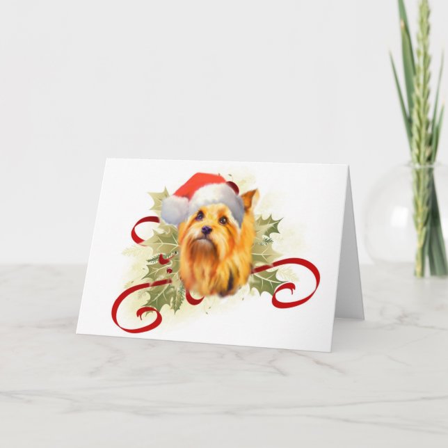 Weihnachtskarte Yorkshires Terrier Feiertagskarte (Vorderseite)
