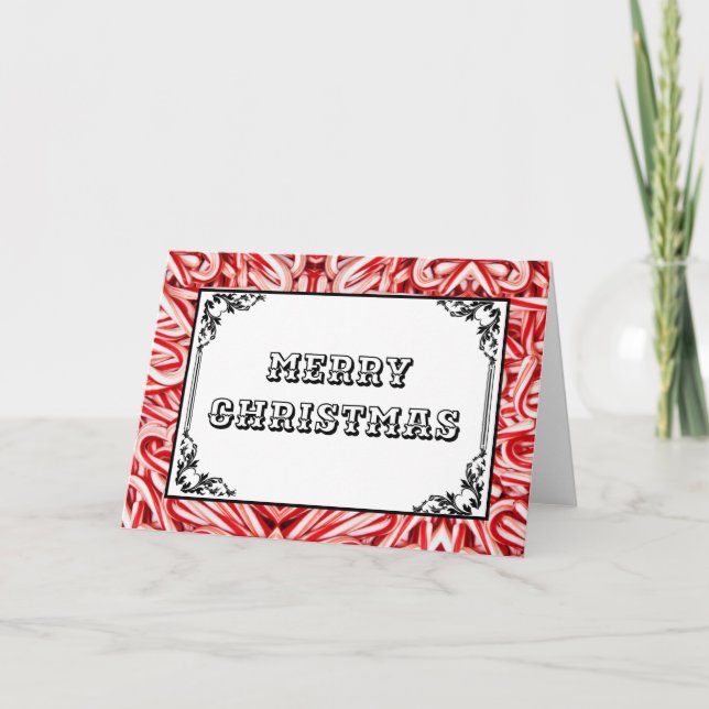 Weihnachtskarten Candy Canes Feiertagskarte (Vorderseite)