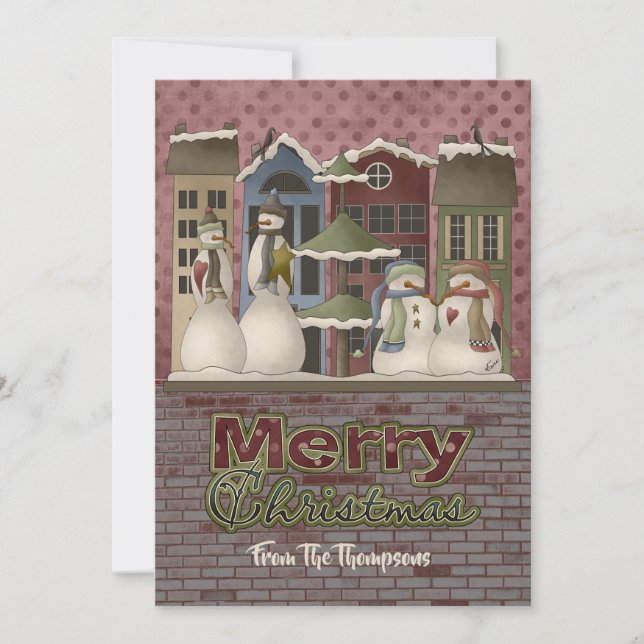 Weihnachtskarten der Snowman-Familie Feiertagskarte (Vorderseite)