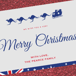 Weihnachtskarten für Australien Kangaroo Sleigh Feiertagskarte