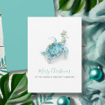 Weihnachtskarten für das Watercolor Sea Turtle Feiertagskarte<br><div class="desc">Diese tropische Weihnachtskarte zeigt meine handbemalte Aquarellschildkröte, die mit einem Hauch von heiligen und rustikalen roten Beeren geschmückt ist, Set vor einem knusprigen, weißen Hintergrund. Die Worte Frohe Weihnachten für den besten Karegier der Welt werden in modernen Bürstenskripten und sans Serifentypografie angezeigt. Personalisieren Sie die Nachricht, um Ihre Bedürfnisse zu...</div>