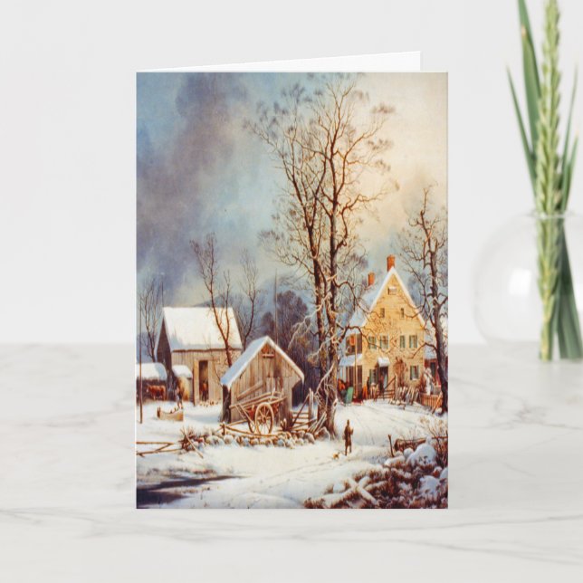 Weihnachtskarten für den Vintagen Landurlaub Feiertagskarte (Vorderseite)