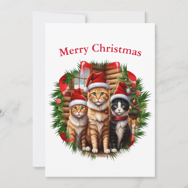 Weihnachtskarten für Katzen Feiertagskarte (Vorderseite)