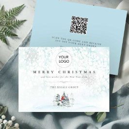 Weihnachtskarten für Unternehmen mit Logo und QR-C Einladung
