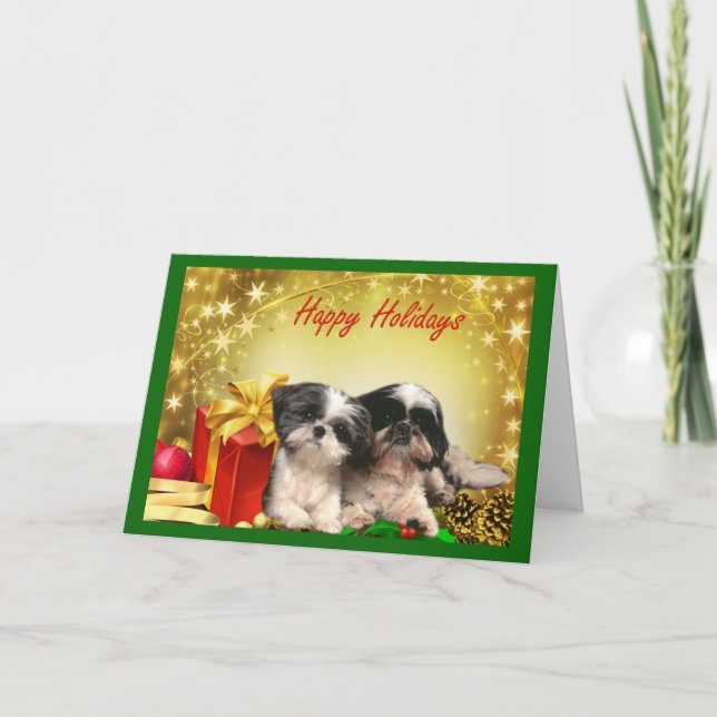 Weihnachtskarten-Geschenke Shih Tzu Feiertagskarte (Vorderseite)