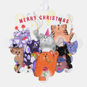 Weihnachtskarten mit Happy Cat Party Ornament Karte