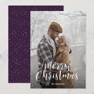 Weihnachtskarten mit lila Foto Feiertagskarte