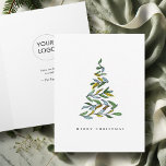 Weihnachtskarten mit Logo Botanischer Baum Feiertagskarte<br><div class="desc">Mit diesen personalisierten Weihnachtskarten aus der Geschäftswelt können Sie Ihren Aufenthalt so angenehm wie möglich gestalten. Dieses Design von Victoria Grigaliunas of Do Tell A Belle mit seinem Firmenlogo und einem handbemalten Weihnachtsbaum, der mit goldgelber und grüner botanischer Aquarell gefertigt wurde, bietet eine raffinierte, künstlerische Art, frohe Weihnachten zu sagen....</div>