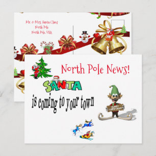 Weihnachtskarten Nordpol Santa Elf Postkarte
