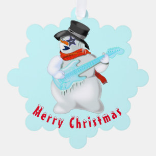 Weihnachtskarten Snowmans mit Gitarre Ornament Karte