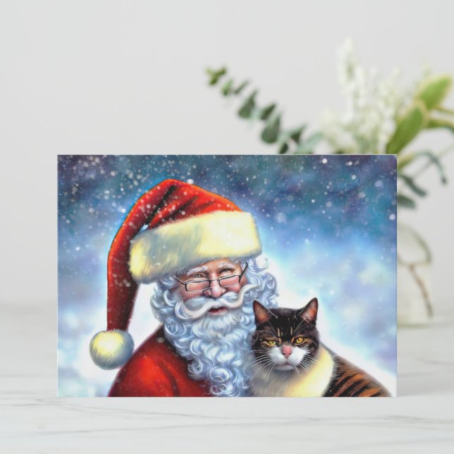 Weihnachtskarten und Katzen-Flachbildschirm Mitteilungskarte (Stehend Vorderseite)
