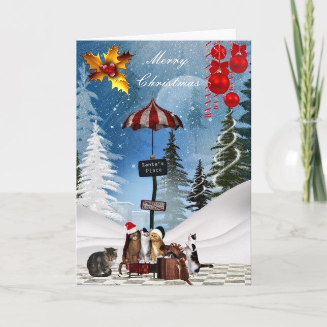 Weihnachtskarten Weihnachten Weihnachten Katzen Ha (Vorderseite)