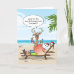 Weihnachtskarten | Weihnachtswärme wünscht sich Feiertagskarte<br><div class="desc">Liebe, Lachen und jubeln während der Ferien zu verbreiten? Hier sind lustige Weihnachtskarten, die Sie mit Ihrem eigenen Zitat Blase Text und in der Botschaft personalisieren können! Das spaßige Design von Raphaela Wilson zeigt Santa Clause und Rudolph die Rentiere mit rotem Geschmack an einem tropischen Strand, wo Sie sich entspannen...</div>