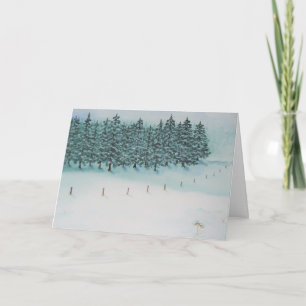 Weihnachtskarten Winterfeld und Evergreens Karte