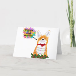 Weihnachtskartenfox träumt von einem weißen Weihna Feiertagskarte