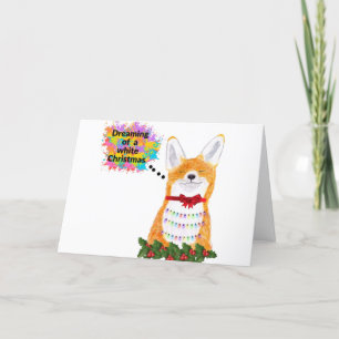 Weihnachtskartenfox träumt von einem weißen Weihna Feiertagskarte