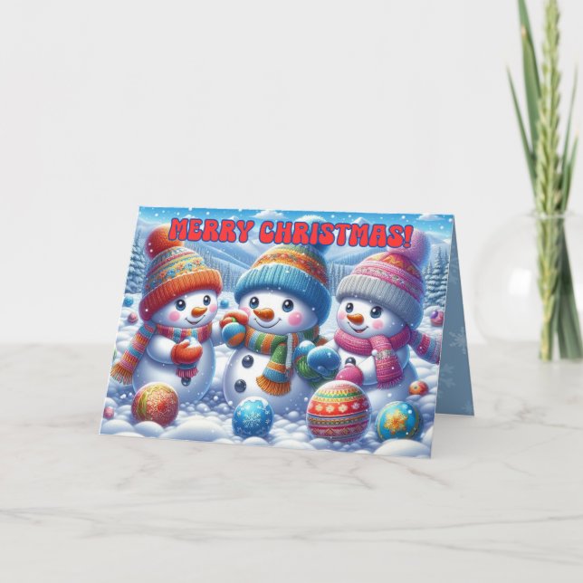 Weihnachtskartentag Snowmen Karte (Vorderseite)
