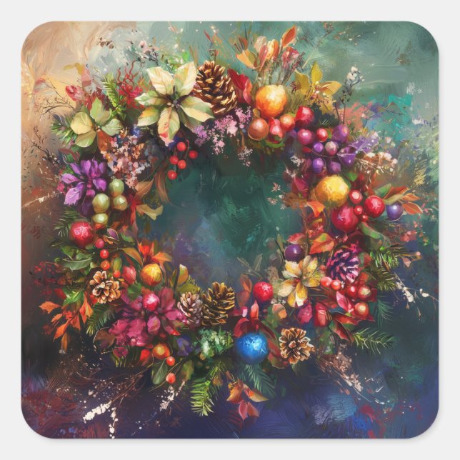 Weihnachtskartentkleber Quadratischer Aufkleber (Vorderseite)
