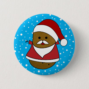 WeihnachtsKartoffel in Weihnachtsmannmütze und Anz Button