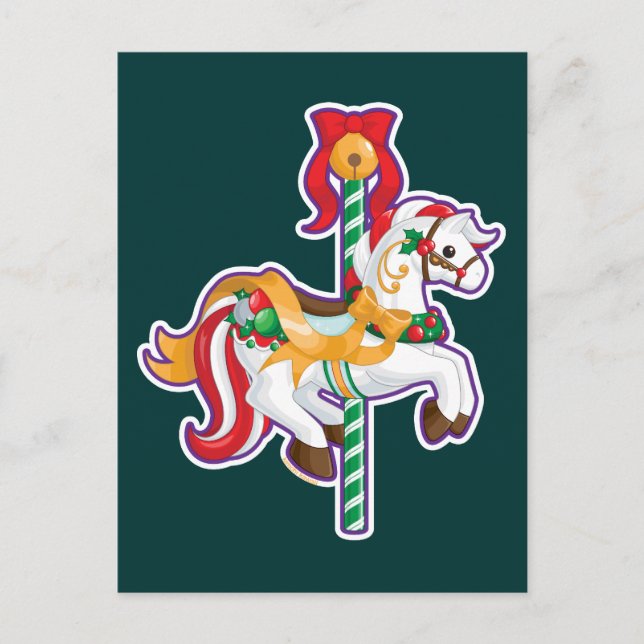 Weihnachtskarussell Feiertagspostkarte (Vorderseite)