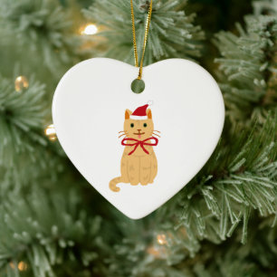 Weihnachtskat Illustration Art Keramik Ornament