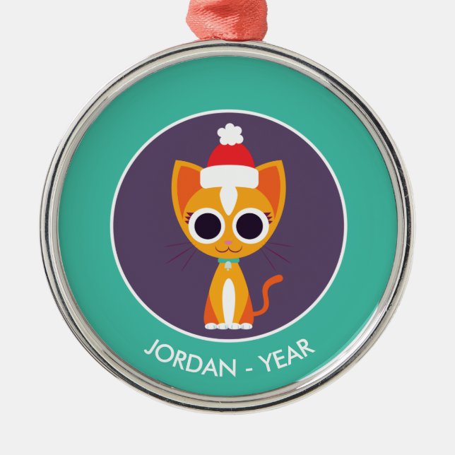 Weihnachtskater Ornament Aus Metall (Vorne)