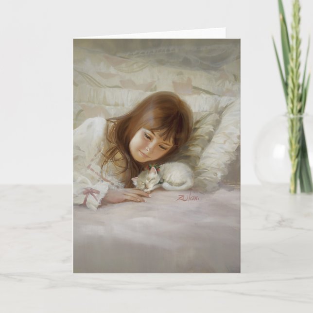 Weihnachtskätzchen Feiertagskarte (Vorderseite)