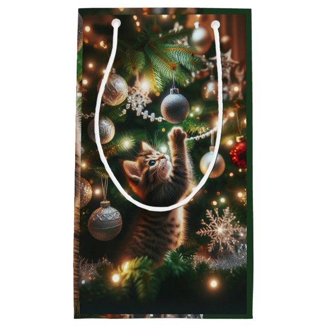 Weihnachtskätzchen Kleine Geschenktüte (Vorderseite)