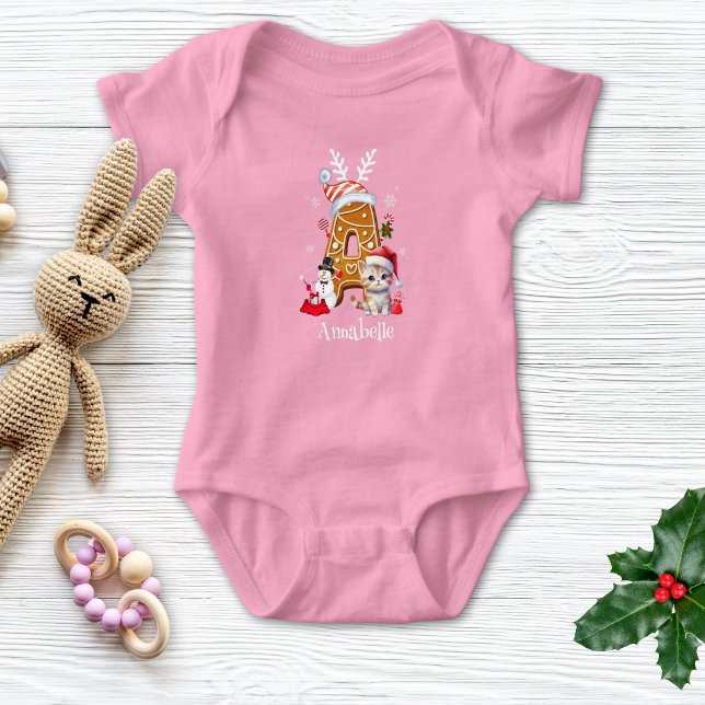 Weihnachtskätzchen Lebkuchen Brief A Girl Baby Strampler (Von Creator hochgeladen)