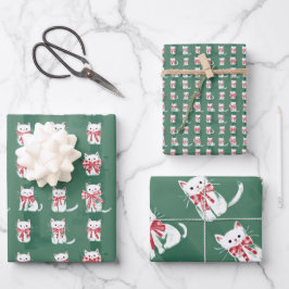 Weihnachtskätzchen mit Geschenkbogen Geschenkpapier Set
