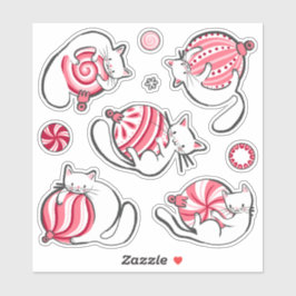 Weihnachtskätzchen Peppermint Candy Sticker Sheet