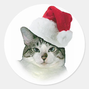 Weihnachtskätzchen Runder Aufkleber