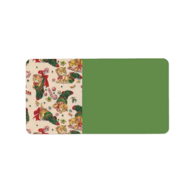 Weihnachtskätzchen Strumpf Adressaufkleber (Vorne)