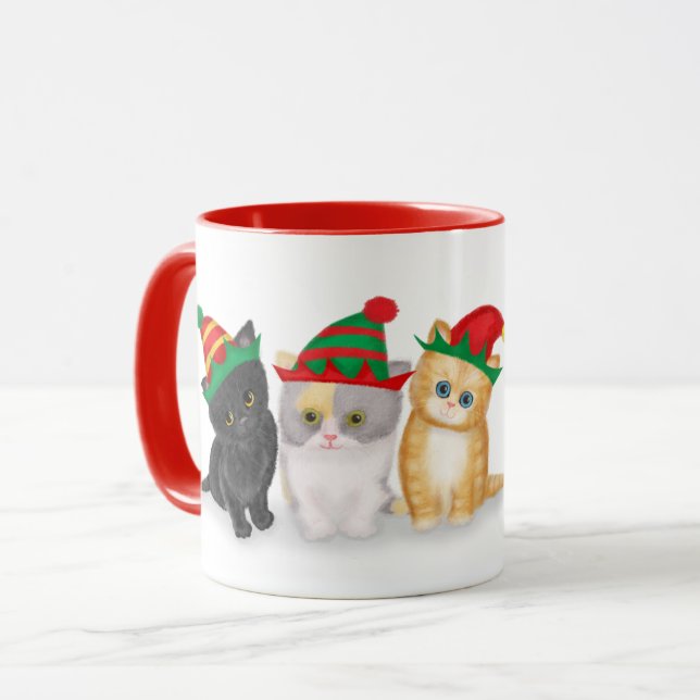 Weihnachtskätzchen Tasse (Vorderseite Links)