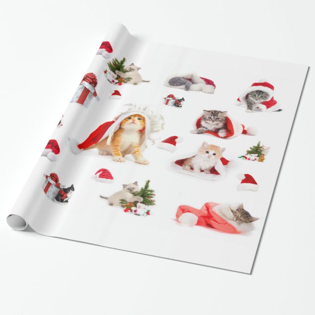 Weihnachtskätzchen-Umschlagpapier Geschenkpapier (Ungerollt)