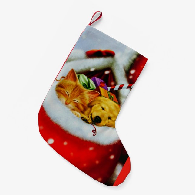 Weihnachtskätzchen und WelpenStrumpf Kleiner Weihnachtsstrumpf (Vorderansicht (hängend))